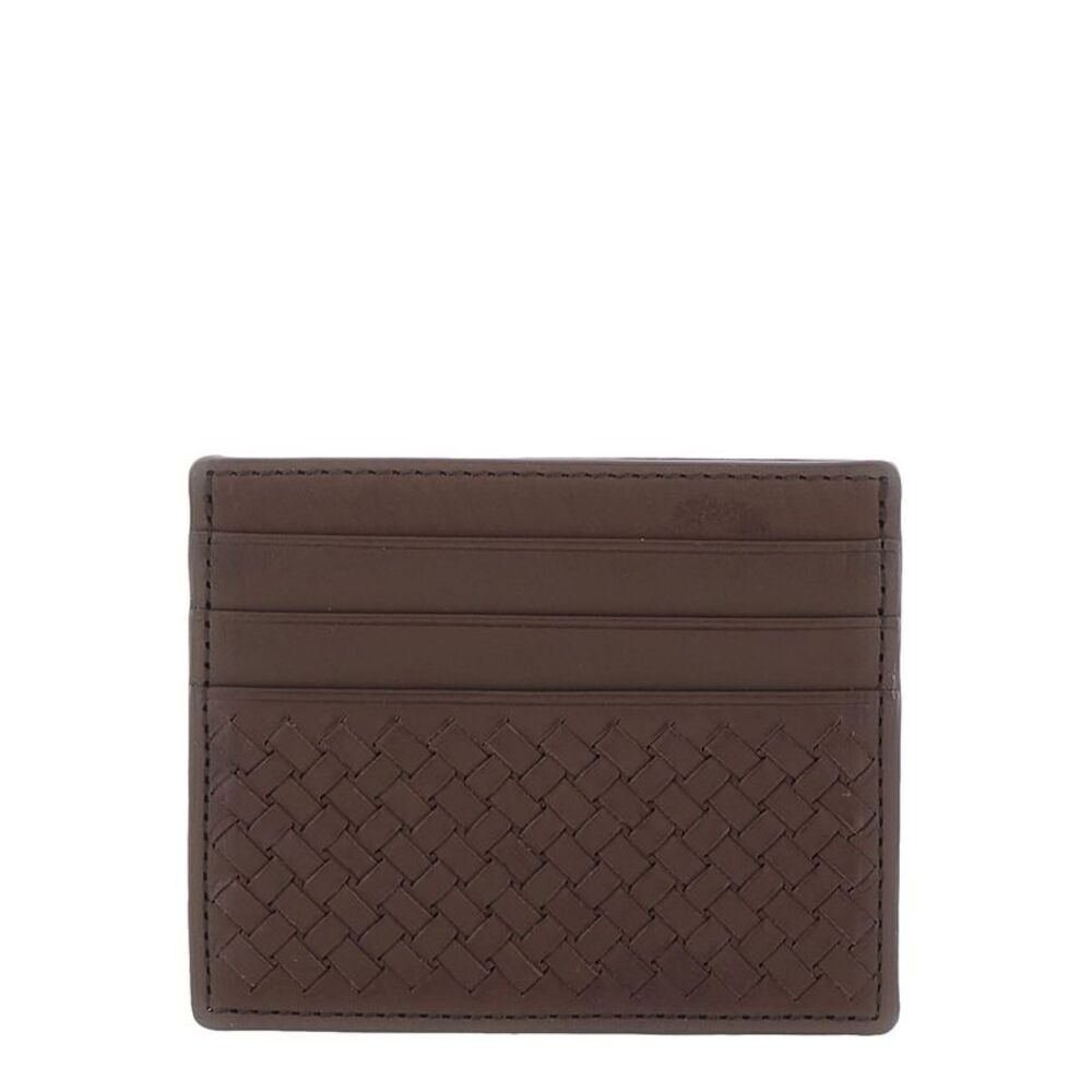 Dragon Diffusion Women Brown Card Holder With Woven Design In Leather For Women